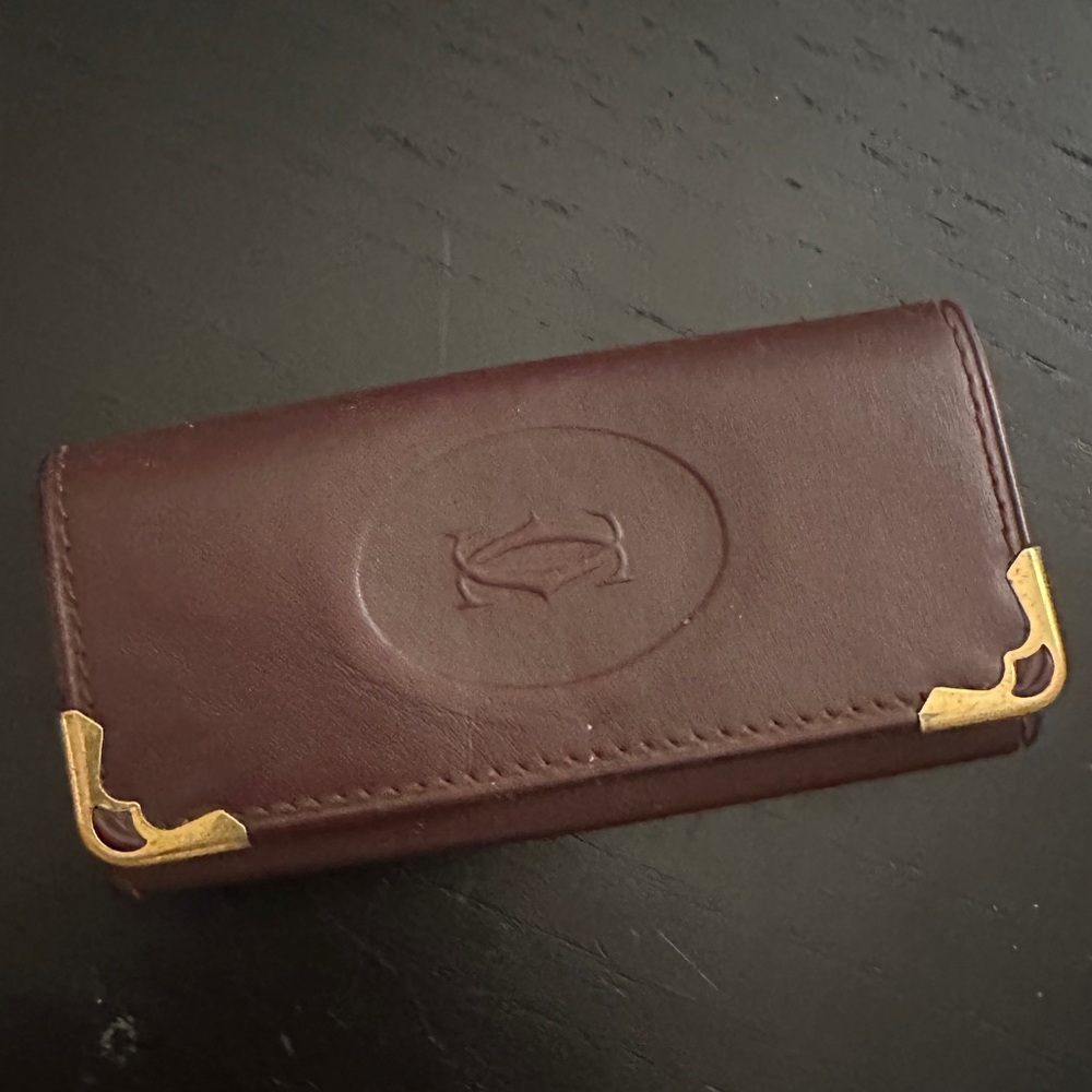 CARTIER Burgundy Brown Leather Key Holder